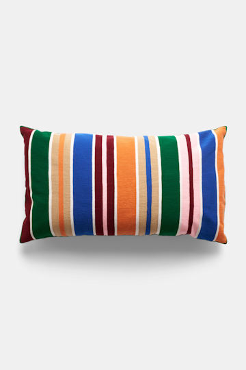 Dorothee Schumacher Large striped cushion green blue stripe mix