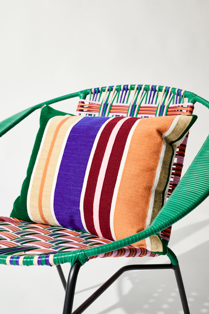 Dorothee Schumacher Striped cushion green blue stripe mix