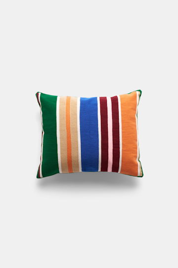 Dorothee Schumacher Gestreiftes Kissen green/bkue/orange stripe