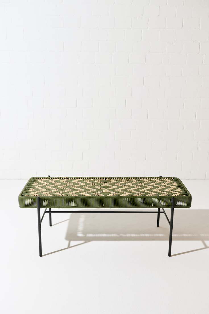 Dorothee Schumacher Handwoven bench verde militar beige mix