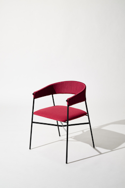 Dorothee Schumacher Handwoven chair for indoors rojo vino beige mix