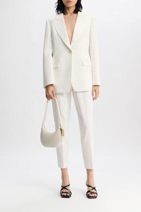 Dorothee Schumacher Half Moon Mini Bag in soft calf leather with D-ring hardware off white