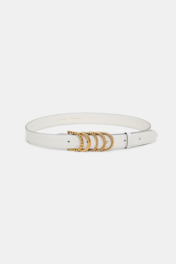 Dorothee Schumacher Soft calf leather belt with D-ring hardware off white