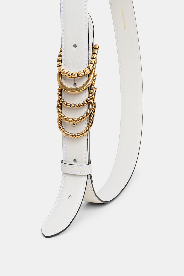 Dorothee Schumacher Soft calf leather belt with D-ring hardware off white