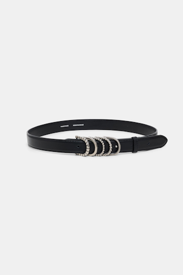 Dorothee Schumacher Soft calf leather belt with D-ring hardware black with silver
