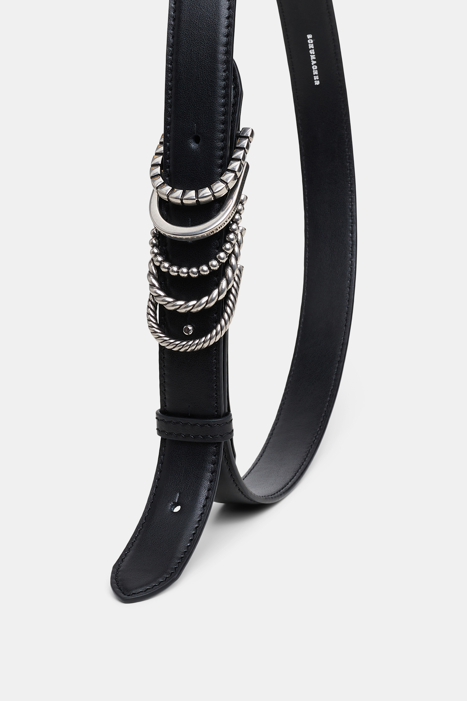 Dorothee Schumacher Soft calf leather belt with D-ring hardware black with silver