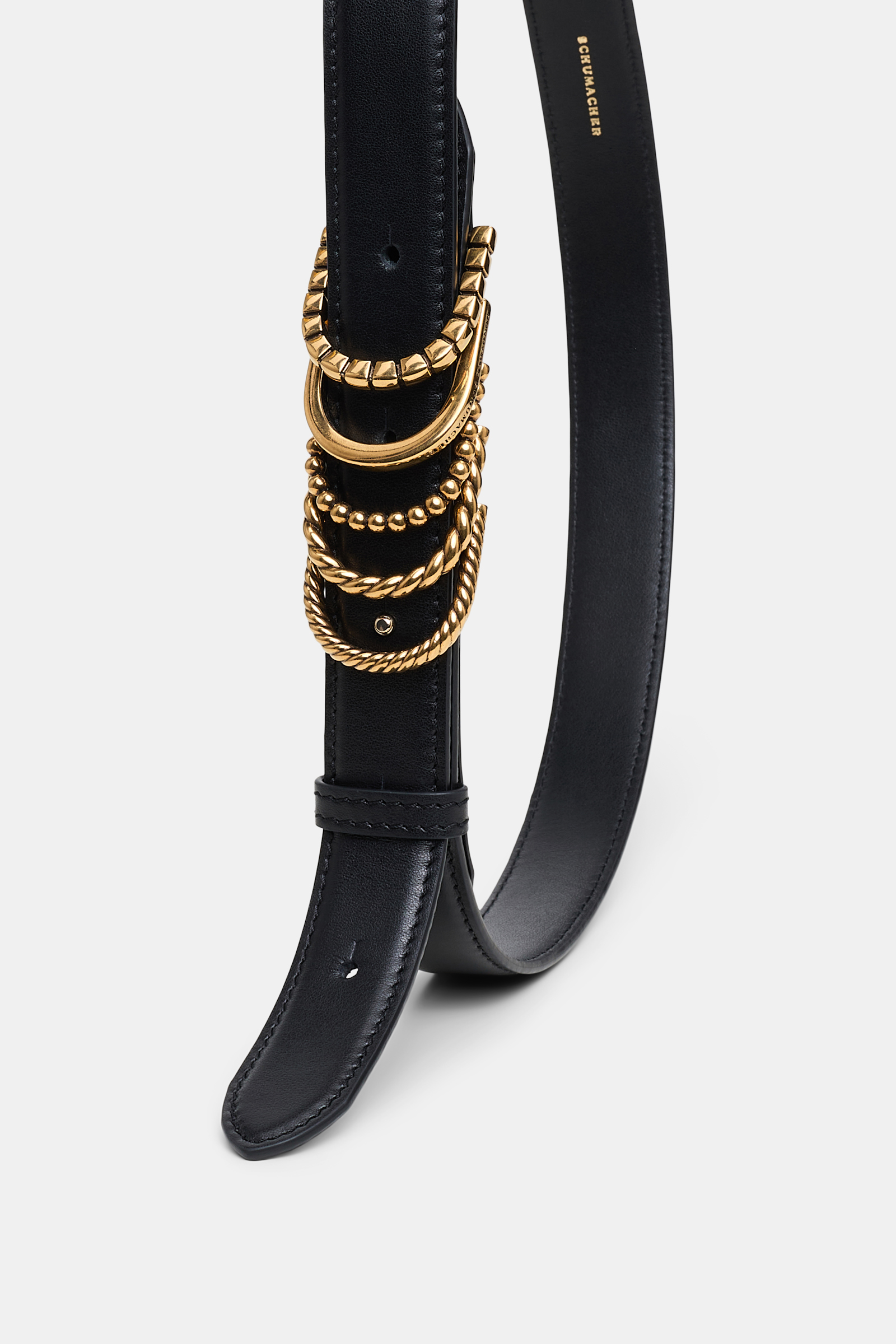 Dorothee Schumacher Soft calf leather belt with D-ring hardware black