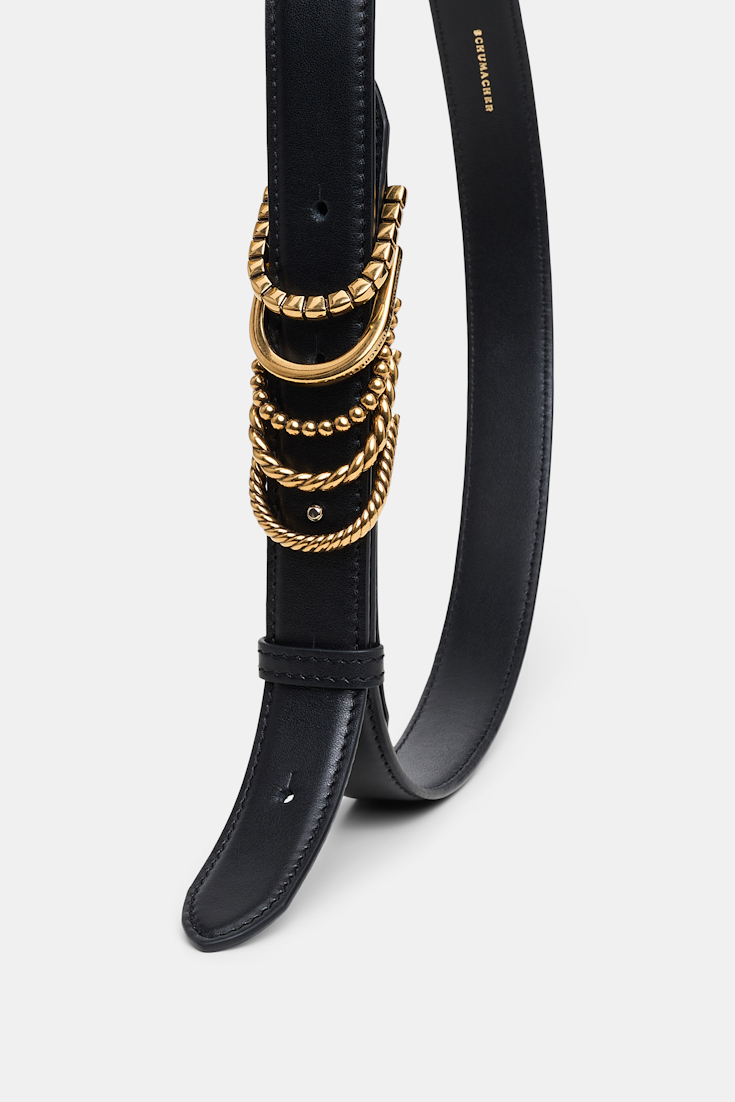 Dorothee Schumacher Soft calf leather belt with D-ring hardware black