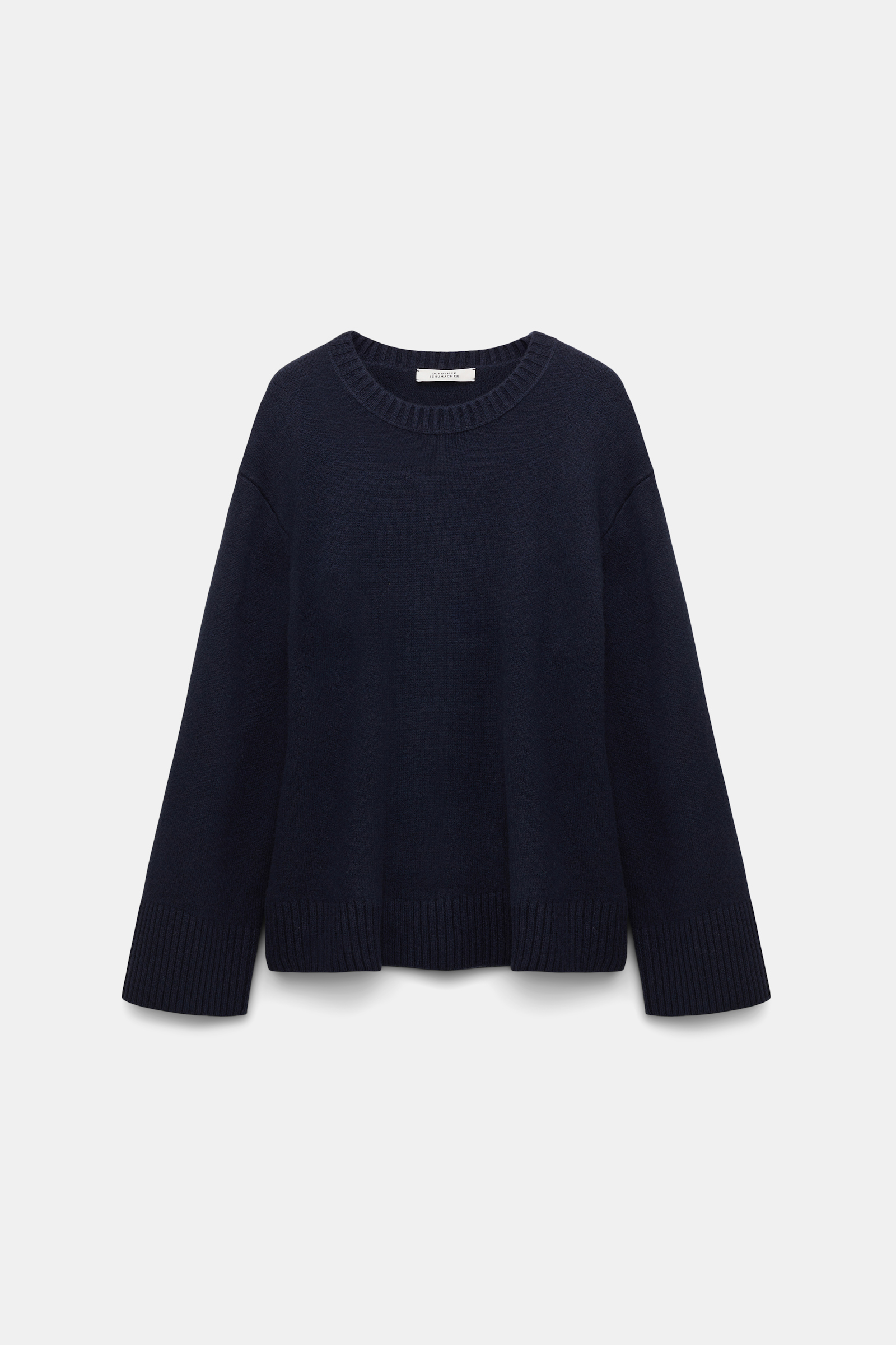 Dorothee Schumacher Soft cashmere-blend round neck pullover dark navy