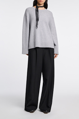 Dorothee Schumacher Soft cashmere-blend round neck pullover marble grey