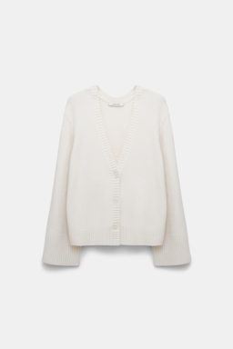 Dorothee Schumacher Soft cashmere-blend round neck cardigan lily white