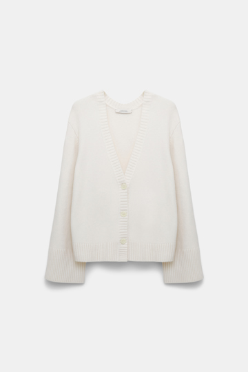 Dorothee Schumacher Softer Cardigan mit V-Ausschnitt aus Kaschmir-Mix lily white