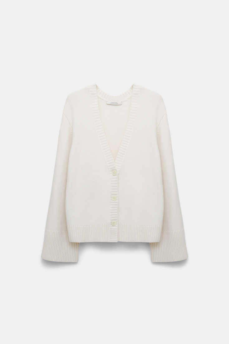 Dorothee Schumacher Soft cashmere-blend round neck cardigan lily white