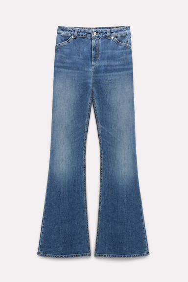 Dorothee Schumacher Stone wash indigo blue flared jeans denim blue