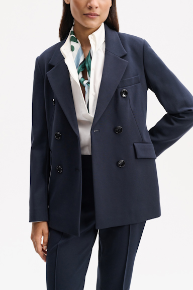 Dorothee Schumacher Double-breasted blazer in Punto Milano dark navy