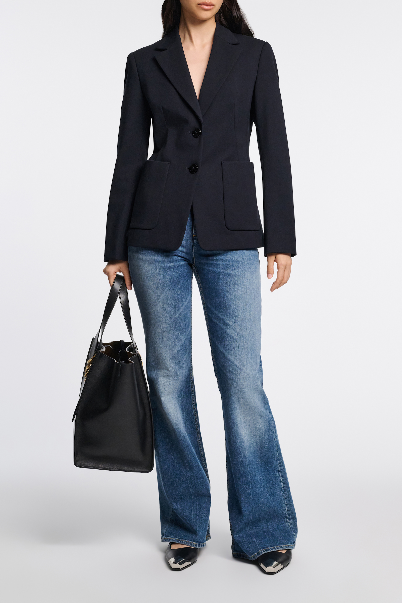 Dorothee Schumacher Blazer aus Punto Milano mit aufgesetzten Taschen dark navy