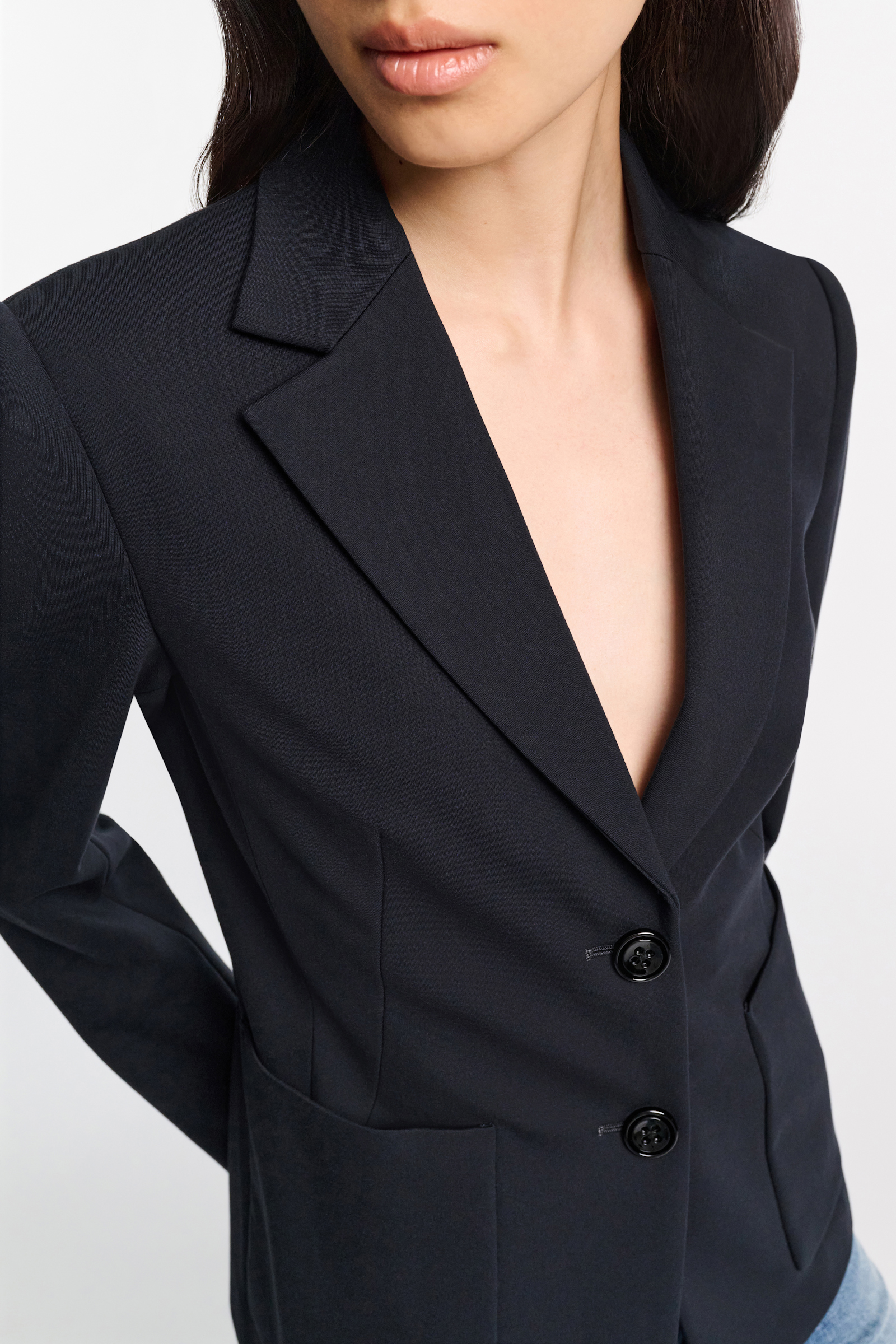 Dorothee Schumacher Blazer aus Punto Milano mit aufgesetzten Taschen dark navy